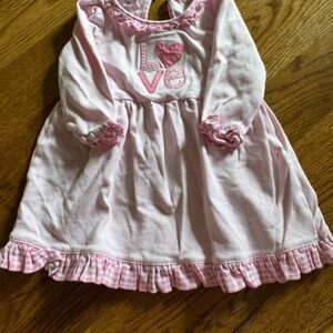 Pink Baby Dress with Love Embroidery